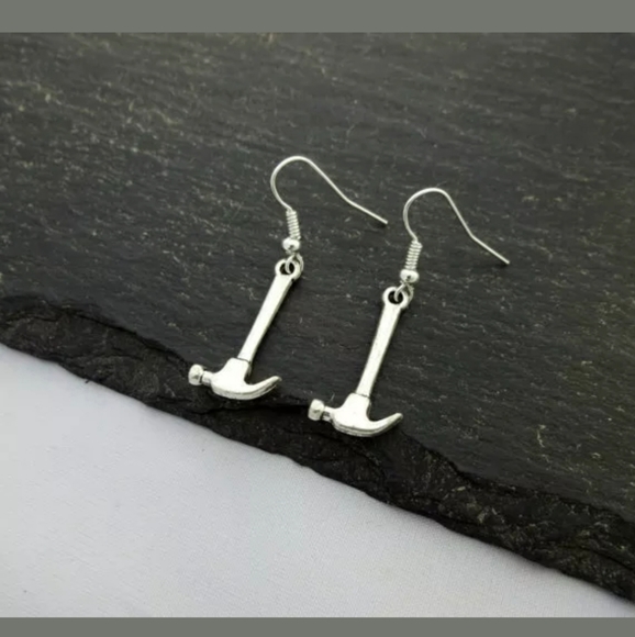 New Hammer Tools Silver Earrings. - Picture 2 of 4